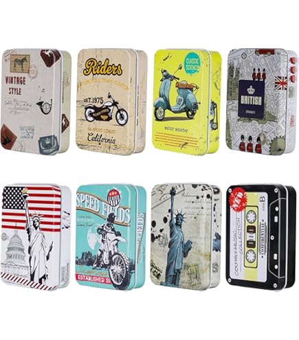 8 Mini Cajas De Hojalata Con Tapa - 9x6.5x2.5 Cm, Colores Surtidos, Ideales Para Guardar Joyas, Té, Dulces O Regalos