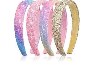 4 stycken glitterpannband för flickor paljetter belagda barn hårband söta glittrande brett tjockt glitter hårband färgglatt halkfritt pannband för fester och bollaktiviteter