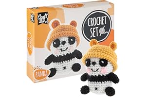 CRAFT SENSATIONS BY GRAFIX Kit de Crochet pour Débutants | Craft ID | Coffret Amigurumi | Panda | Pack d'Aiguilles de Tricot à Crocheter pour Enfants et Adultes | Tricoter des Peluches | Animaux
