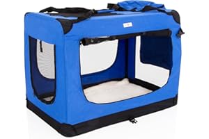 Fabric Dog Crate in Blue, XL Size 90cm, Cat Pet Carrier by Cozy Pet Folding Transport Travel Cage Ideal for Dogs, Puppies, Cats, Rabbits, etc. FDC-XL-BL