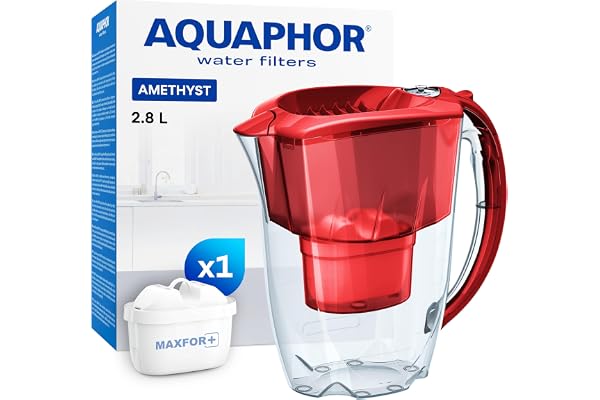 AQUAPHOR Carafe filtrante Amethyst avec 1 Filtre Maxfor+ 200L - 2,8 L - Rouge