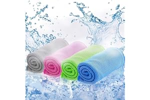MORJCG 4Pcs Cooling Towel, Cooling Towels, Ice Cooling Towel, Ice Towel, Soft Breathable Cool Towel, Cool Cold Towel for Neck, Yoga, Fitness, Golf, Gym, Camping, Running, Outdoor & More Activities (39"x12")