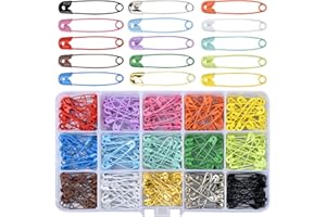 Vesaneae 300 Pezzi Spilla Colorato, Spille di Sicurezza in Metallo, Balia per Fissare Vestiti Cucito Artigianale, 15 Colori