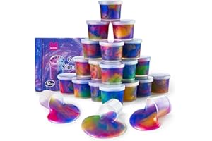 Anfylife 24er Pack Galaxy Schleim Kindergeburtstagsgeschenke - Dehnbar & Nicht Klebrig, DIY Stressabbau Spielzeug (Geburtstag, Halloween, Weihnachten)`