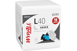 WypAll L40 Paños de Limpieza Industriales 7471, 1 Capa, Extra Absorbentes, Resistentes y Desechables, Uso Profesional y General, Pack de 18 x 56 Hojas (1.008 Total)