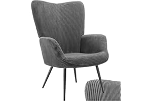 TecTake® Poltrona Ergonomica con Schienale e Braccioli, Poltrona Camera da Letto e Salotto Moderna, Carico Massimo 150 kg - Senza Pouf, Corda Larga, Antracite/Nero