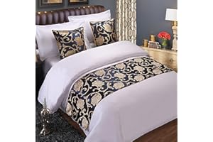 GZQIAWY Bedspreads Bed Runner Throw Bedding Single Queen King Bed Cover Towel Home Hotel Decorations Bed Towel Scarf blue peony flower 45cm Cushion Cover+Pillow (1 Set)