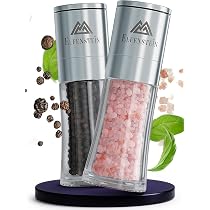 FIXLINE® Gewürzmühlen Set BLACK FOREST EDITION – Keramikmahlwerk Salz & Pfeffer Mühle, Edelstahl Glas 14cm, Geschenkset
