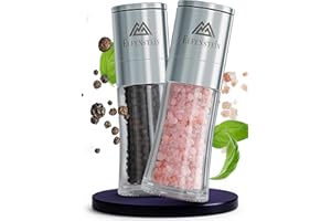ELFENSTEIN Edelstahl Salz und Pfeffermühle Set mit Keramikmahlwerk - stufenlos einstellbar - Pfeffer und Salzmühle für grobes Salz - Gewürzmühle