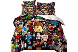 PYTRARTY Rob-lox Bed Linen, Rob-lox Children's Bed Linen, 200 x 135, Rob-lox Pillowcase 80 x 80 cm, 2-Piece, Anime Bed Linen Children, Rob-lox Bedding for Children, Halloween Bed Linen