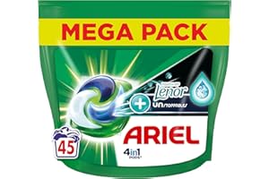 Ariel 4en1 : PODS, Lessive Liquide En Capsules 45 Lavages, +Touch Of Lenor Unstoppables, Une Fraîcheur Longue Durée Jusqu’à 1 Semaine