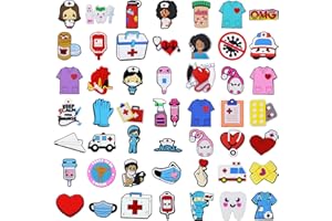 Pilikoll 50 szt. Ozdoby do butów medycznych z PVC, ozdoby do butów medycznych, dekoracje do butów dla pielęgniarek, ozdoby do butów dla personelu medycznego, rysunkowe ozdoby do butów dla dzieci