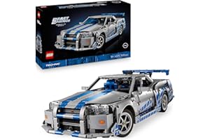 LEGO Technic 2 Fast 2 Furious Nissan Skyline GT-R (R34) Car Model Kit for Adults - incl. a Drift Function, Steering, Suspension & a 6-Cylinder Engine - Collectible Gift for Fans - 42210