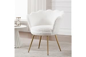 chairus Fåtölj i fuskpäls, modern blombladsformad fåtölj med guldben, stoppat loungestol för vardagsrum/sovrum