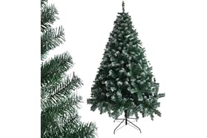 Alightup Sapin de Noël Artificiel de 180 cm, PVC Ignifuge, Support métallique, Arbre de Noel avec 650 Pointes de Branche - Montage Rapide, Convient à diverses Occasions, Vert&Blanc