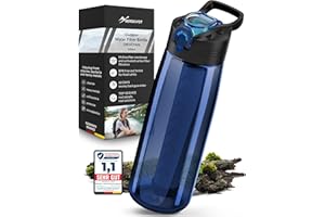 BERGKVIST® Gourde filtrante d'eau extérieure OBSIDIAN (650ml) - Bouteille filtrante pour une eau potable propre - Traitement de l'eau pour l'équipement de camping et de survie - bleu