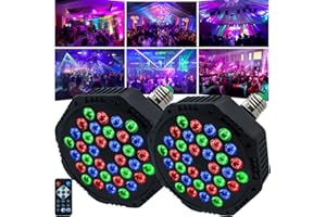 Par LED RGB, Indmird 2 Pezzi 36 LED Luce da Palcoscenico con Telecomando Faro Led RGB Luci da Discoteca per Feste, Eventi live, Concerti, Band, Natale, Halloween