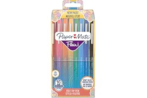 Paper Mate Flair Feutres de Coloriage - pointe moyenne (0,7 mm) - Assortiment de couleurs - Lot de 16