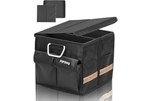 PIPTang 35cm 36L S Grande Organizador Maletero Coche Grande, Viaje Caja Almacenamiento Organizador Coche,Resistente,Plegable,Multicompartimento, Esenciales Para Coche Negro (S 13,8X13,8X11,8in)