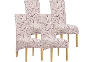 Leorate Hight Back Dining Chair Covers - Thickened Printed Fabric Large Dining Chair Slipcovers Chair Covers For Dining Chairs 4 Chair Protector For Wedding Party Banquet Hotel Home (Red)