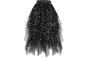 Hanpceirs Damen Tüll Röcke High Low Layered Puffy Fee Röcke A-Linie Midi Rock Unregelmäßiger Tutu Rock