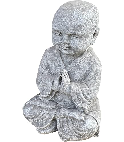 Mönch-Statue Aus Steinguss – 40 Cm Hoch, 20 Kg, Frostsicher, Grau, Für Garten, Terrasse Oder Innenbereich