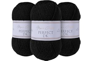 Utopia Crafts DK Double Knitting Yarn 3x 100g (Black)