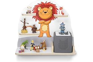 stadtecken Étagère pour boîte à musique pour enfant - Motif lion - Convient pour la toniebox et environ 32 tonies - Cadeau - Idée cadeau - Jouer - Collectionner - Poser ou suspendre