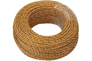 GreenSun Cavo in tessuto, rivestito in tessuto, cavo di alimentazione elettrico a 2 fili, 2 x 0,75 mm², intrecciato, 5 m, oro