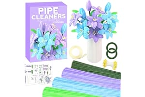 ZEIZHUBN 300 Pcs Pipe Cleaners for Craft, Pipe Cleaner Craft Set in 3 Colors, Pipe Cleaner Flower Chenille Stems with Flower Core Florist Tape, DIY Arts & Crafts Supplies for Gift Holiday Decoration (Purple)