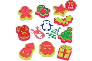 Baker Ross AF808 Weihnachtsstempel, Kunst & Handwerk, Stempel für Kinder, einfach für Kinder zu halten, sortiert, 10 Stück