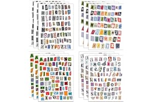 Auroriel 852 Pièces Autocollants Lettres Magazine Vintage Scrapbooking Autocollants Lettres Petits Autocollants Alphabet pour Accessoires de Scrapbooking Journaling Ordin