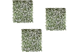 GOLDBEARUK Decorative Trellis - Articifial Leaves Garden Screen - 1m X 2m - Balcolny Privacy Expandable Hedge (Pack of 3)