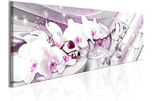 murando Acrylglasbild Abstrakt 135x45 cm 1 Teile Wandbild auf Acryl Glas Bilder Kunstdruck Moderne Wanddekoration - Orchidee Blumen rosa silber b-B-0144-k-d