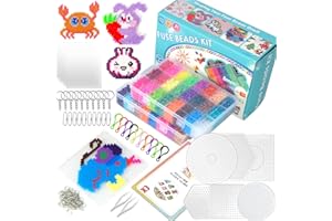 Sigowal Fuse Beads Kit, 9600pcs 48 Colors 5mm Iron Beads Set for Kids with 6 Pegboards,10 Ironing Paper and Accessories, Arts and Crafts Gifts for Boys Girls Christmas Birthday