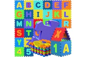 SPIELWERK® Alfombra Juego Puzzle Bebé Infantil XXL 3,3m² 86 Piezas Letras Números Rompecabezas de Goma Eva