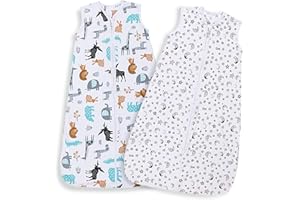 Lictin Gigoteuse Bébé 0.5 TOG - 2pcs Gigoteuse d'été Couverture Bébé en Biologique Gigoteuse d’Emmaillotage 2 modèles Longueur Ajustable de 85 à 105 cm pour Bébé