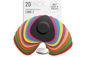 Not Just A Patch Freestyle Libre 2 Sensor Covers (20 Pack) Lingo CGM Patches for Freestyle Libre 2 - Water Resistant & Durable for 10-14 Days - Multicolor