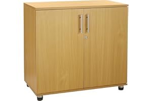 MMT FURNITURE DESIGNS LTD Armoire de rangement en hêtre Hauteur du bureau Bibliothèque à 2 portes avec serrure 75 cm de hauteur