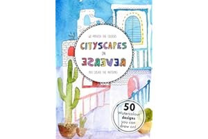 Stress Relief Colouring Books For Adults - 54 Pages City Scapes Art Pattern - Reverse Coloring Book, You Draw The Line Doodle - Activities For Calming Meditation - Mindfulness Gifts By Central 23