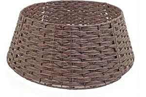 CLGARDEN Weihnachtsbaumrock Christbaum Ständer Kragen Tannenbaum Abdeckung Weihnachtsbaum Umrandung Rock braun Ø 65cm rund Korb geflochten