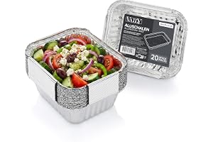 Vaily Aluminium droppskålar 20-pack – Veggie aluminiumskålar grillskålar – tillbehör för gasgrill, kolgrill och elektrisk grill som fettuppsamlingsskål – 15 x 12 cm