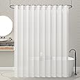Kuber Industries Shower Curtains for Bathroom | Waterproof Curtains with Hooks | PVC Self Lining Design Curtain | 7 Feet | White
