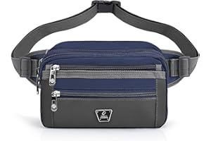 Larkumio Bum Bag Bumbags for Men Women 7 Zip Pockets BumBag Waist Fanny Pack with Adjustable Belt for Hiking Sport Running Cycling Travel Blue