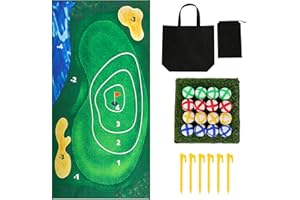 QSRTHFV JIANSITRADERSLTD Casual Golf Game Set with Mat and 16 Balls Portable Foldable Golf Game Training Mat Easy to Play Golf Practice Mats Creative Golf Game Reusable for Indoor Outdoor Travel BBQ Party