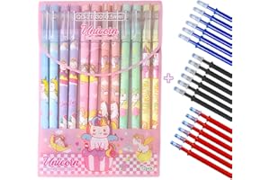 DUOLEEY Penne Cancellabili Blu 12PCS con 18 Ricariche (6x Rosso 6x Blu 6x Nero), Penne Gel da 0.5 mm Penna Cancellabile Gli oggetti Scolastici, Regalo per Ragazze e Studenti