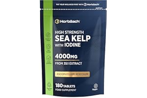 HORBÄACH Sea Kelp Tablets 4000mg | Natural Source of Iodine | 3 Months Supply | High Strength Kelp Extract | 180 Vegan Tablets | by Horbaach