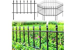 Thealyn Clôture Décorative de Jardin en Métal, 57 cm x 45 cm, 5 Panneaux, 2,8 m Longueur Totale, pour Parterre de Fleurs (Noir, 45cm H * 57cm L *5 Pieces)
