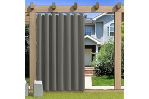 KUZRZNH Outdoor Vorhang Blickdicht Wasserdicht Wetterfest Blackout Outdoorvorhänge mit ösen, Sichtschutz Sonnenschutz Gardine/Vorhänge for Patio Balkon Pavillon,Erdiges Grau,1 Stück|213x213CM(BxH)