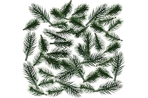 BABAHUANHUAN 50 Sztuk Sztucznych Gałązek Jodły Realistyczne 6 cm, Zielone Gałązki na Wieniec Adwentowy, Dekoracje Świąteczne DIY, Stroiki Bożonarodzeniowe do Rękodzieła